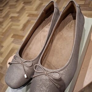 Clarks Shimmering Silver Women's Flats